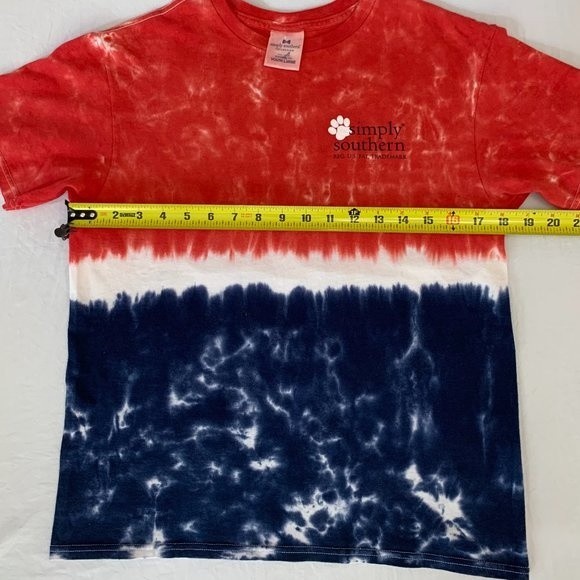 Simply Southern Bone in the USA Patriotic Red Blue Tie Die Short Sleeve T-Shirt - Picture 7 of 13